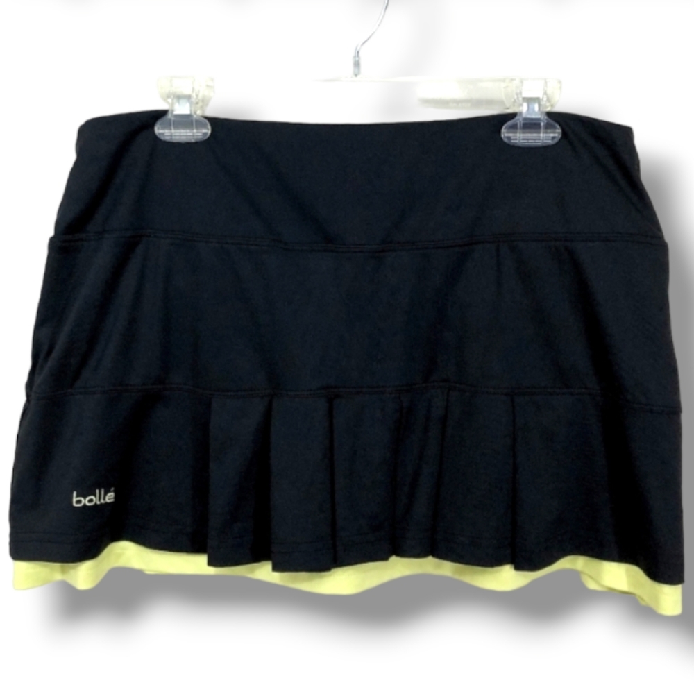 Bollé Tennis Skort Pleated Black Green Skirt Shorts Stretch Extra Large